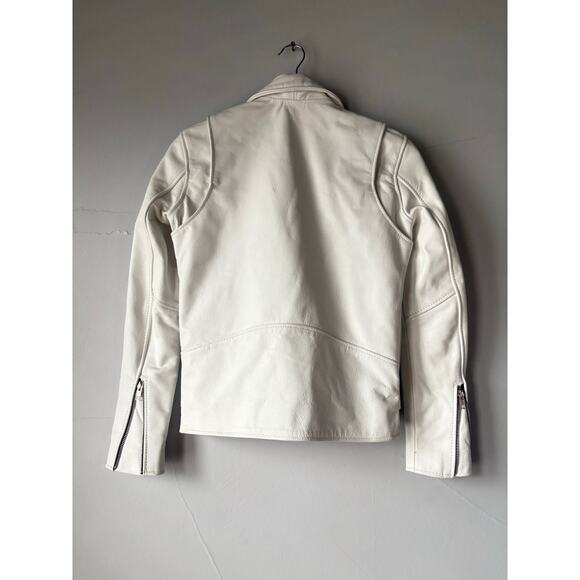 Understated Leather Free People Easy Rider White Leather Motorcycle Jacket - Picture 8 of 8